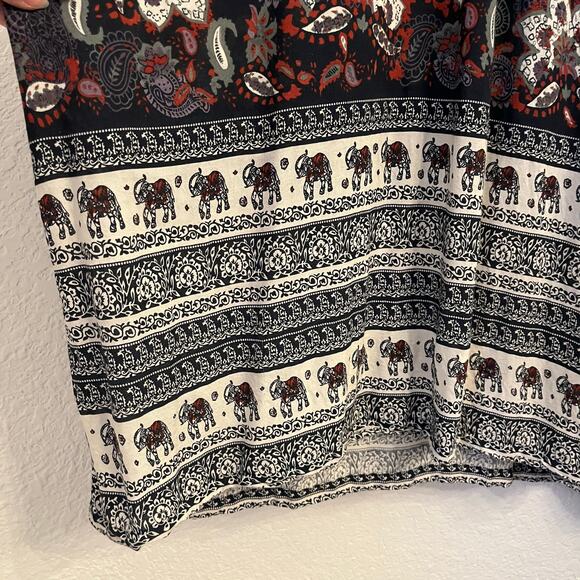 Vermont Country Store Maxi Dress 3X Button Lightweight Paisley Boho Elephant - Picture 5 of 12